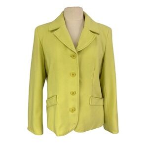 Requirements Chartreuse Yellow Green Blazer Jacket Size 14, Lined
